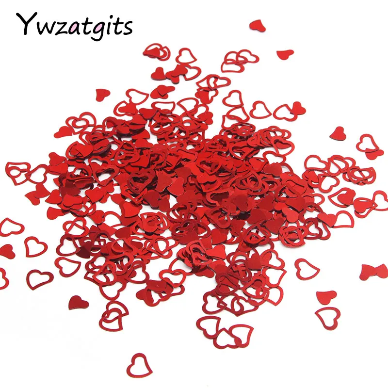 Ywzatgits 15 г/лот 10 мм/14 мм Multi цвет любви сердце свободные блестки Свадебная вечеринка