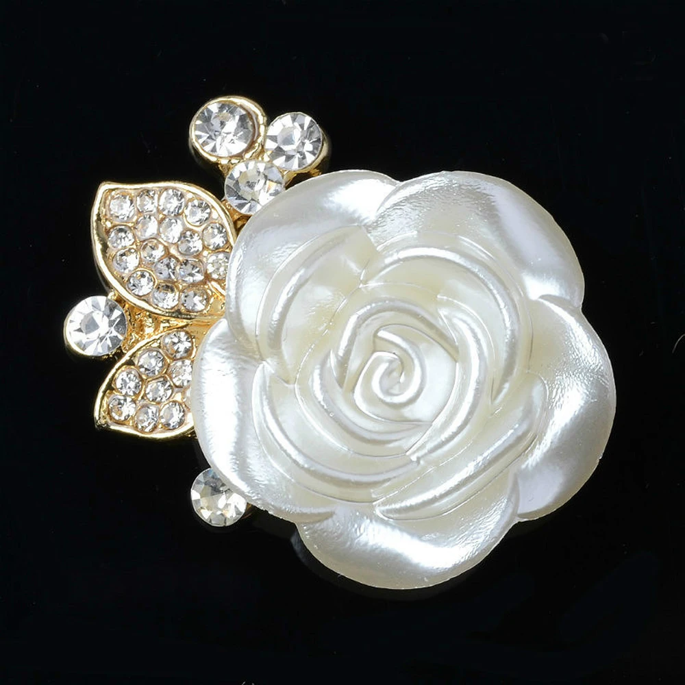 5pcs/lot 32*25mm Resin Flower Metal Rhinestone Buttons Wedding Decoration DIY Alloy Diamond Crystal Bow Accessories