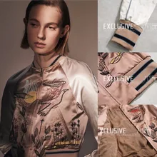 Весна новое поступление одежда Женская мода телесный пэчворк бейсбольная куртка ручной работы вышивка птица Бисероплетение наряд