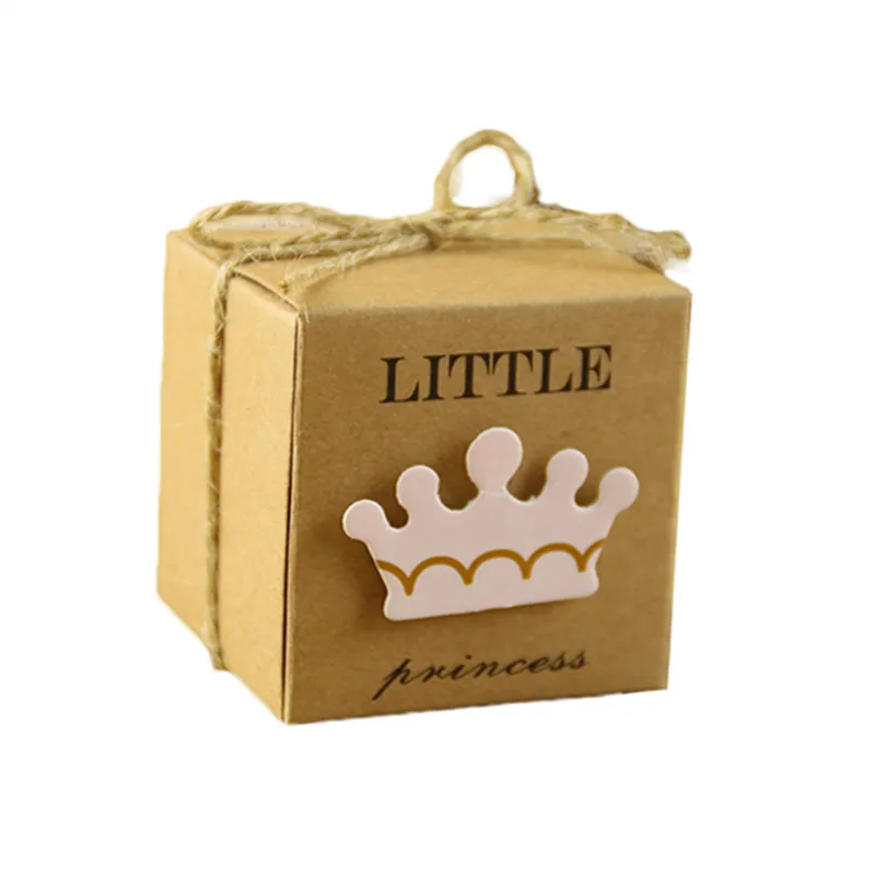 25 шт. маленькая принцесса/принц крафт-бумага коробка для гостей конфет детская коробка для праздников на день рождения наборы; детский душ украшения