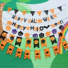 happy halloween pumpkins letters non woven fabric flag supermarket store school hotel halloween decorations diy