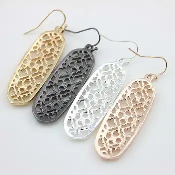 

4 Colors Hot New Brand Designer Inspired Hollowed Dangle Drop Earrings for Women Monogram Drop Earrings