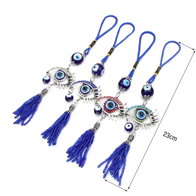

1PC 4 Colors Glass Evil Eye Pendant Charm Silver Plated Home Hanging Fine Jewelry Key Ring
