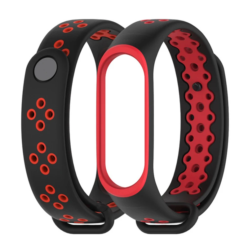 Ремешок для Xiaomi mi Band 3, ремешок для наручных браслетов mi Band 3, аксессуары для браслетов для Xiaomi mi Band 3, 4 - Цвет: Black red