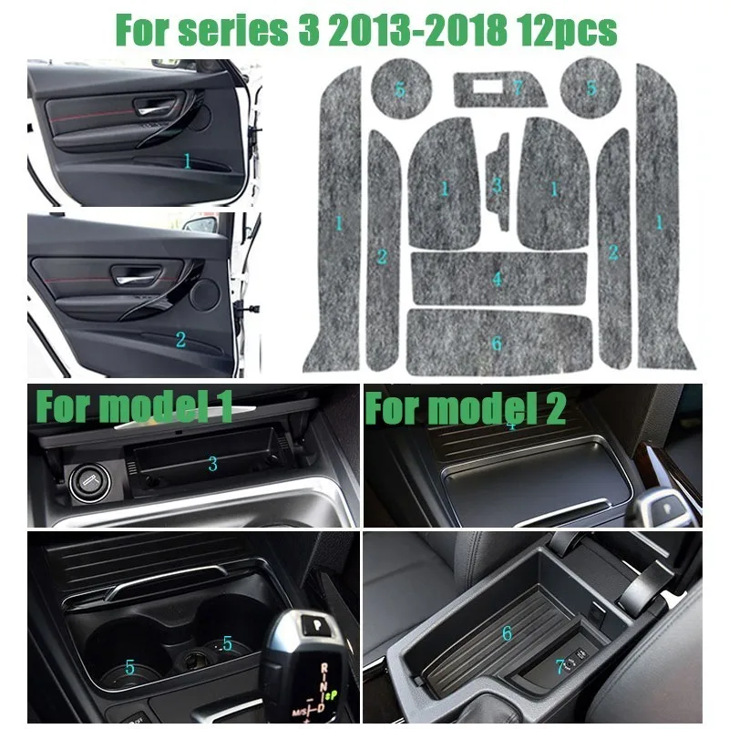 

6-22 Pcs Gate Slot Mat Pad Felted Wool For BMW Series 1 2 3 5 7 2012-2018 Door Groove Mat Car Accessories Anti-Slip Car Styling