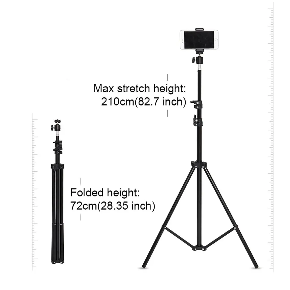 

Up to 82 Inch Extendable Tripod with Mobile Phone Clip Mount, Camera Tripod, Compatible with Most Cell Phones