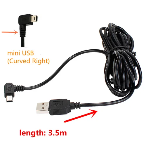 차량용 충전 곡선 미니 마이크로 USB 케이블, 자동차 DVR 카메라 비디오 레코더, GPS, 패드, 모바일용, 케이블 길이 3.5m (11.48ft) 4