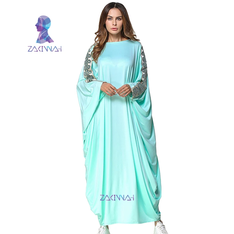 

New fashion Muslim Abaya Dress Solid stitching bat sleeve dress women's Islamic Clothing muslim caftan Abaya dubai Casual