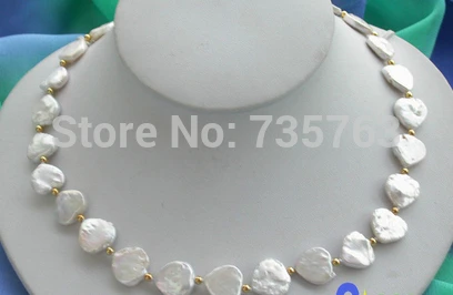 

HOT 0015316 17" 9MM white heart FRESHWATER PEARL bead NECKLACE