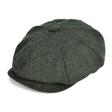 VOBOOM полушерстяной твид газетчик для мужчин женщин елочка полосатый плоский Плющ кепки осень Гэтсби классический газетчик стильный берет шляпа 131