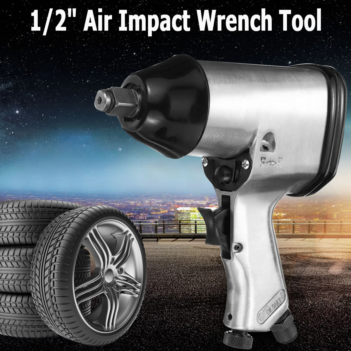 Drive Heavy Pneumatic Air Impact Wrench Tool For Car Wheel Repairing Die Cast Aluminum High Torque Low Noise 4CFM@90PS