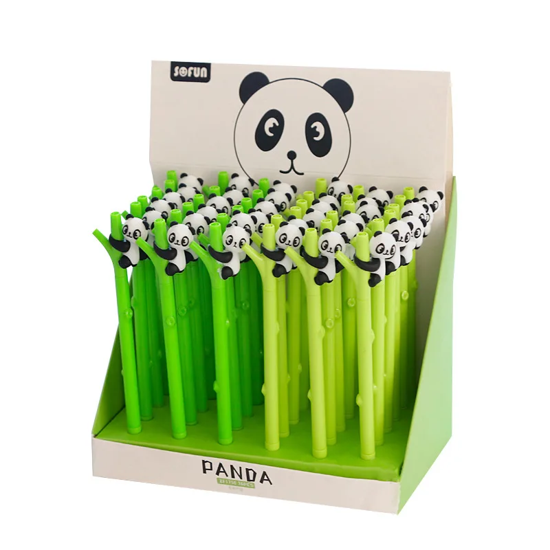 2 шт./лот панда мультипликационная гелевая ручка животное 0,5 мм черная чернильная ручка для школы офиса поставка рекламный подарок - Цвет: random 2 pen