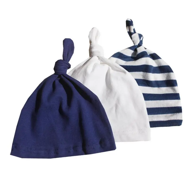 

3pcs/lot Baby Hats Pink/Blue Star Printed Striped Baby Hats Newborn Baby Accessories Caps Y13