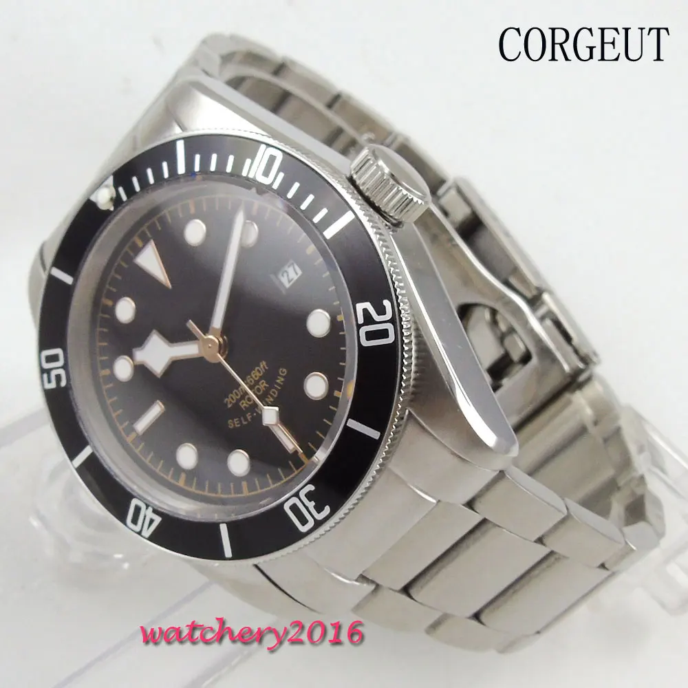 

41mm Corgeut Sterile dial SS Case Sapphire Glass Date Deployment Buckle Luminous hands miyota Automatic Mechanical Men's Watch