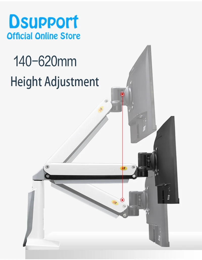 Новинка NB F37 Алюминий полный движения 24-37 дюймов монитор держатель газовая пружина длинные руки настольный монитор крепление Поддержка с USB3.0
