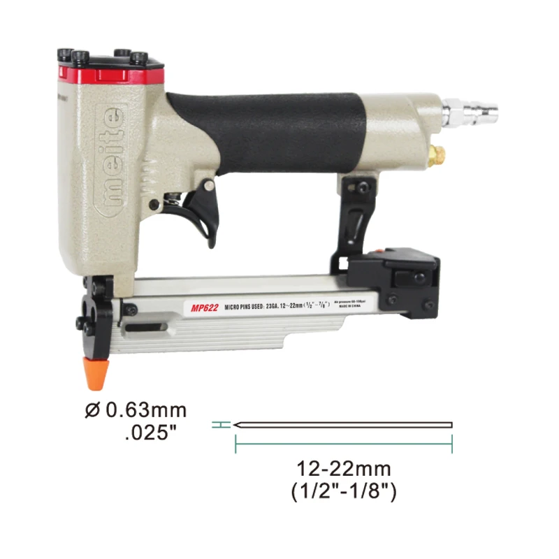 MP622 meite фирменный пистолет для ногтей воздушный микро-Пиннер для 12-22 мм безголовых штифтов 23 калибра 7/" Пневматический штифтовый пистолет Jun.14. Обновление инструмент