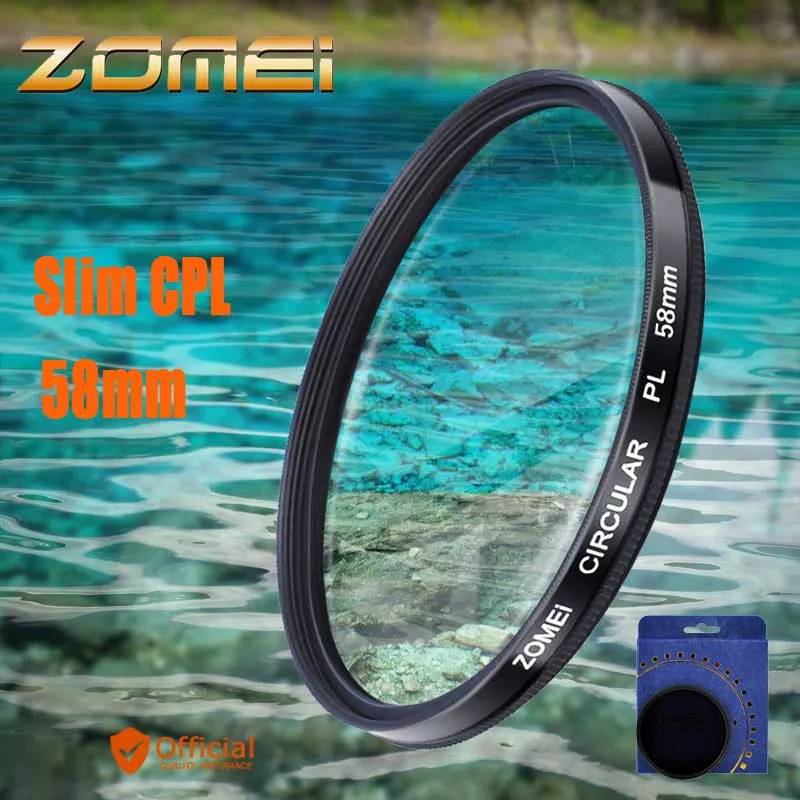 Zomei 58mm Ultra Slim AGC Glass PRO CPL Circular Polarizing Polarizer
