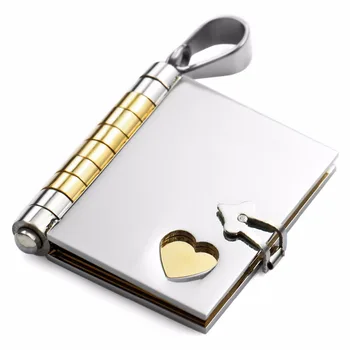 

Men Stainless-Steel Pendant Necklace Silver Gold Tone Book Heart wholesale