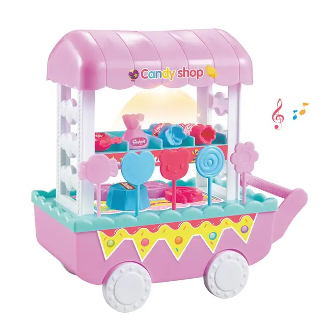 Ice Cream Trolley Cart Pretend Play Food Dessert Trolley Toy with