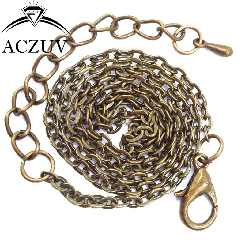 100 шт 3 мм плоский металлический кабель цепочка Позолоченные 8 ''браслеты 16'' до 32 ''цепочка на шею с застежкой Омаров удлинитель FCC012 - Цвет: Antique Bronze