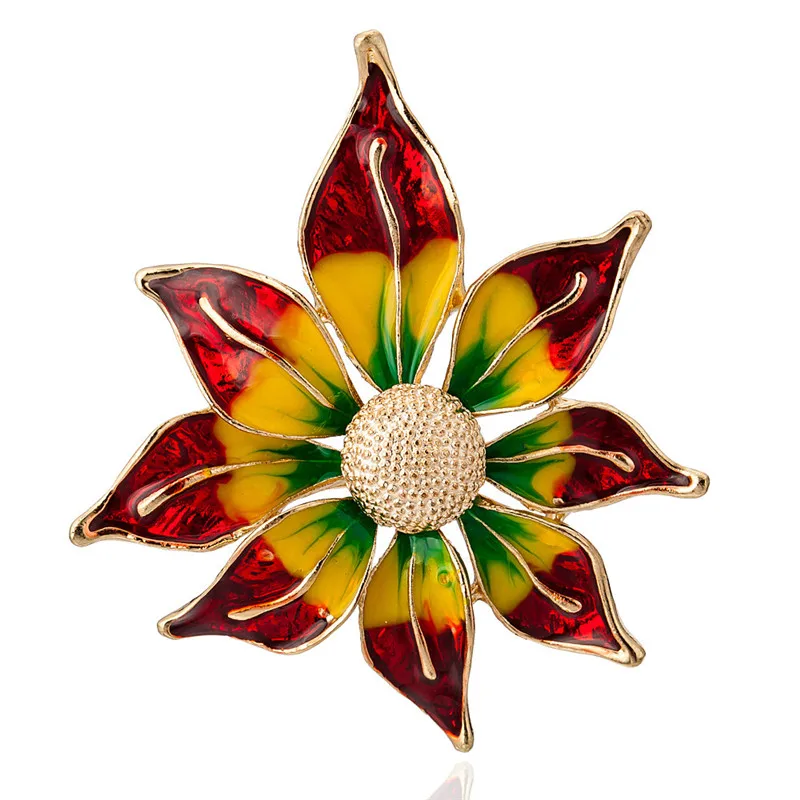 

Enamel Colored Sunflower Brooch Pins For Women Girls Scarf Clips Banquet Party Gold Color Hijab Pins Personality Jewelry