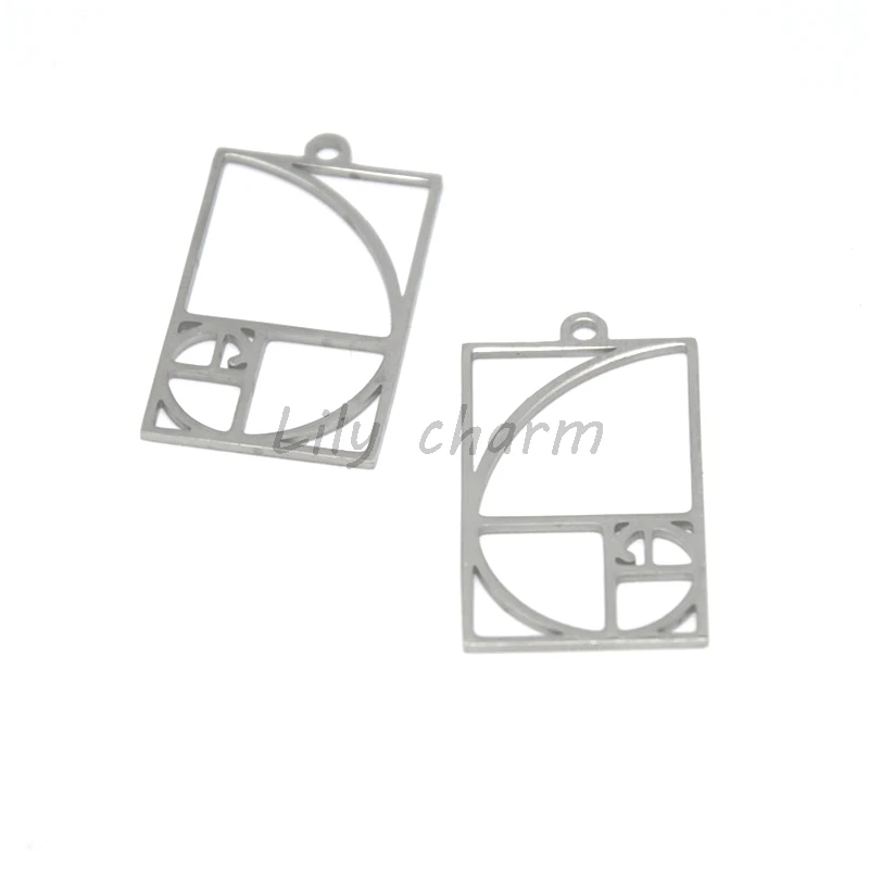 

5pcs/lot Fibonacci Golden Spiral Silver tone charm Math Jewelry Wearable Mathematics Irrational charm pendant 34x19mm