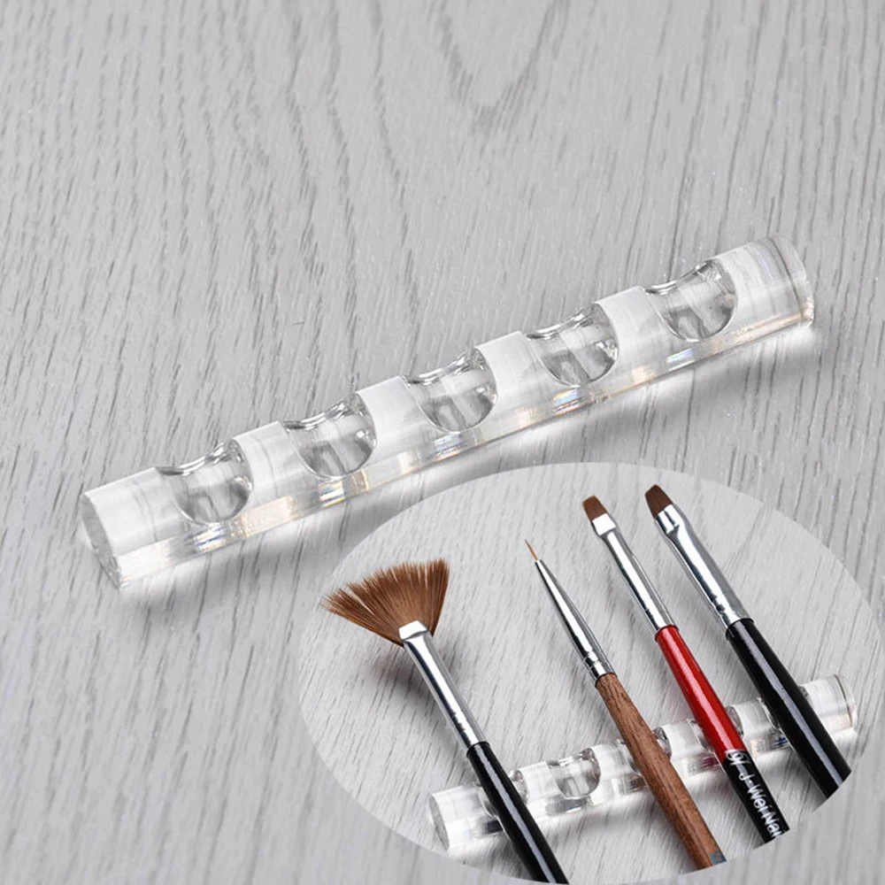 

1pc 5 Grids Acrylic Clear Nail Brush Rack Shelf Painting Pen Rest Holder Stand Display Carrier Storage Manicure Tool