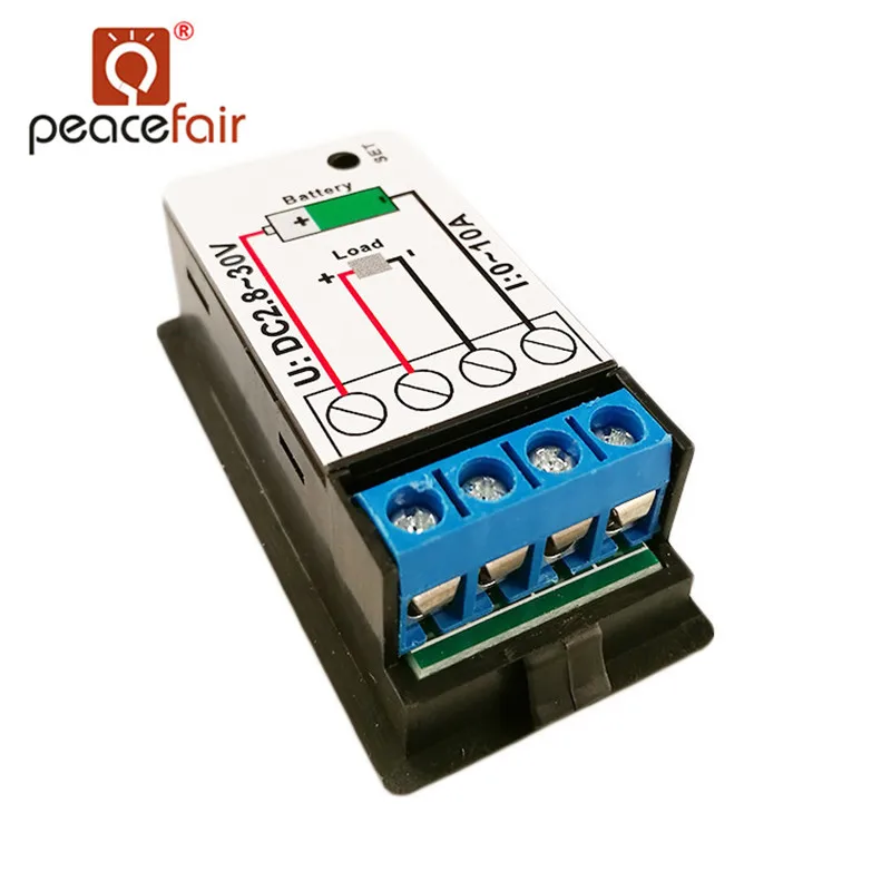 PEACEFAIR DC 2.8-30V 0-10A LCD Display Digital Lithium Battery Voltage Current Meter Electric Quantity Discharge Resistant