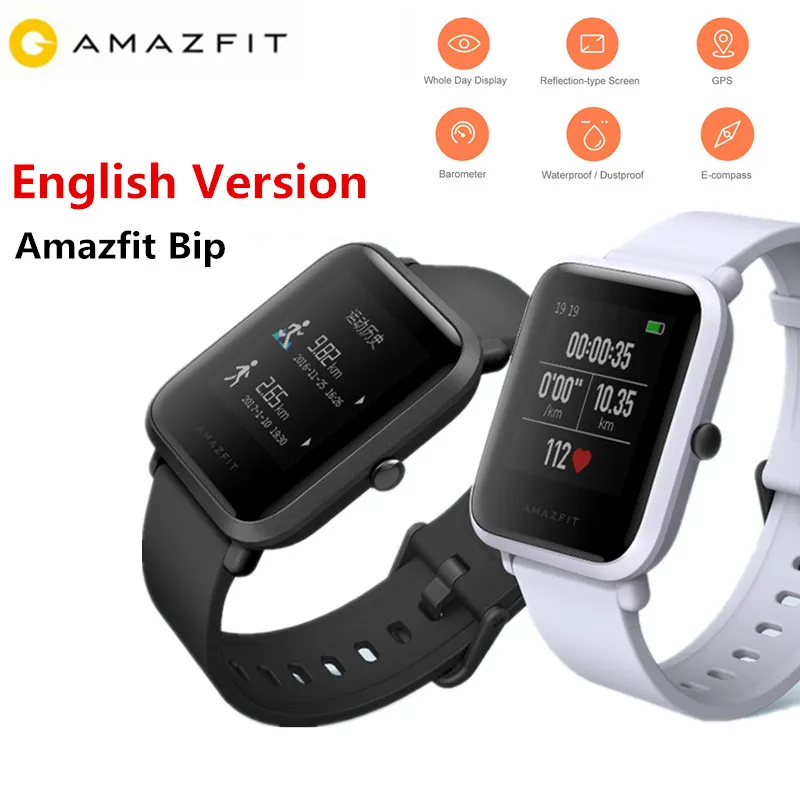Английское издание Huami Amazfit Смарт часы smartwatch Bip бит лицо gps фитнес Такер Пульс IP68