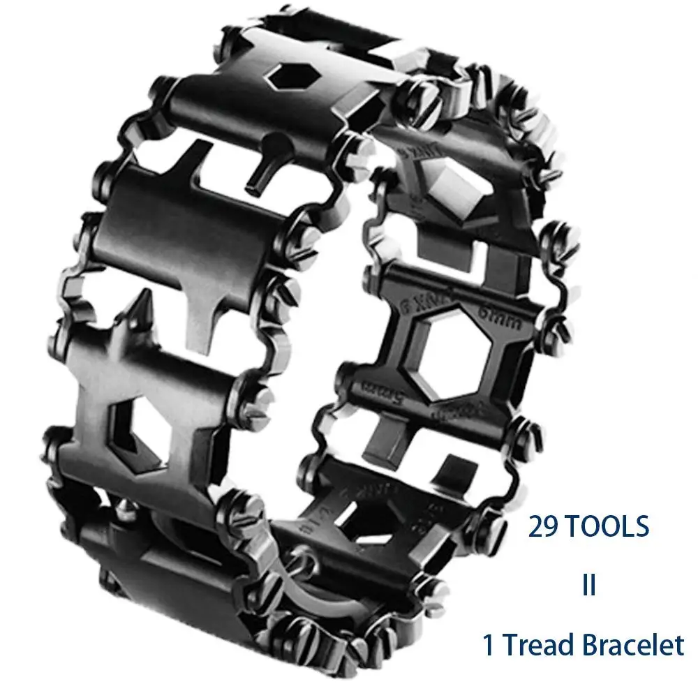 

29 in 1 Multifunction Tread Bracelet Stainless Steel Outdoor Bolt Driver Tools Kit Travel Friendly Wearable Multitool