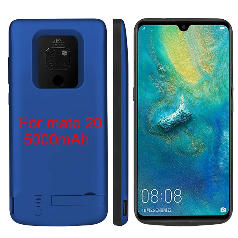 Mate 20 чехол для внешнего зарядного устройства 5000 мАч/6000 мАч чехол для зарядки аккумулятора для huawei mate 20 Pro Чехол для аккумулятора с держателем для телефона - Цвет: Blue  For mate 20