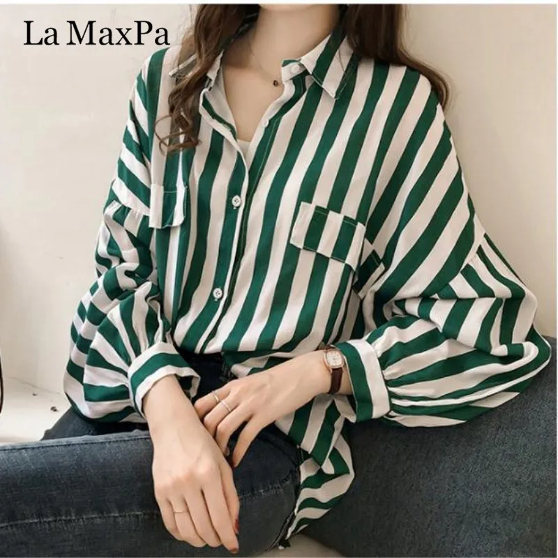 

Long Sleeve Women Shirts 4XL Plus Size Tops Fashion womens tops and blouses 2019 Spring elegant blouse women striped blouse