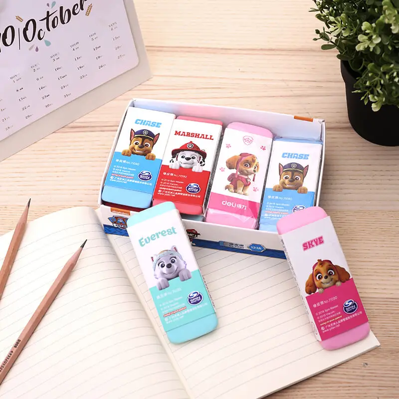 

4Pcs Cartoon Eraser Super Big PVC Pencil Eraser For Kids Students 110x40mm 4 Colors School Supplies Deli 71090