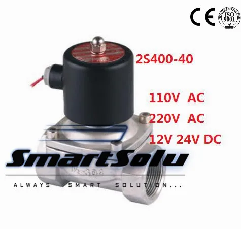 

Free Shipping 2PCS/LOT 1.5" Stainless Steel Normally Closed Valve 2 Way VITON Oil Acid 110VAC Solenoid Valve