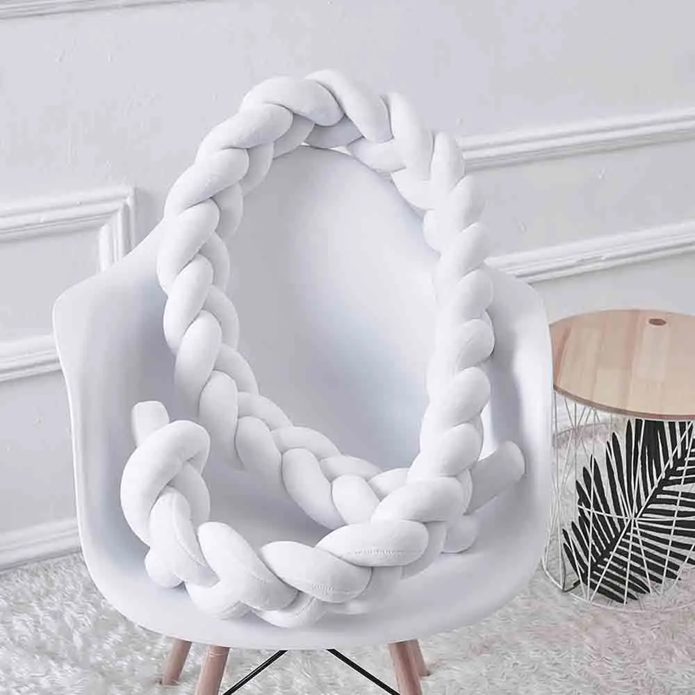 Baby Bed Fence Bumper Braid long knotted Ball Three Twists Braids Pillow Children's Anti-Collision Crib Enclosure Protection D3