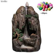Смола обратного потока благовоний горелка дым водопад ладан держатель курильница горная река Декор для дома ручной работы+ 20 шт благовоний конусов