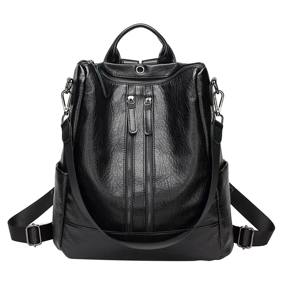 

Women backpacks Fashion Large Size Backpack PU Leather Double Front Zipper Ladies Rucksack Shoulder Bag Female Laptop bagpack