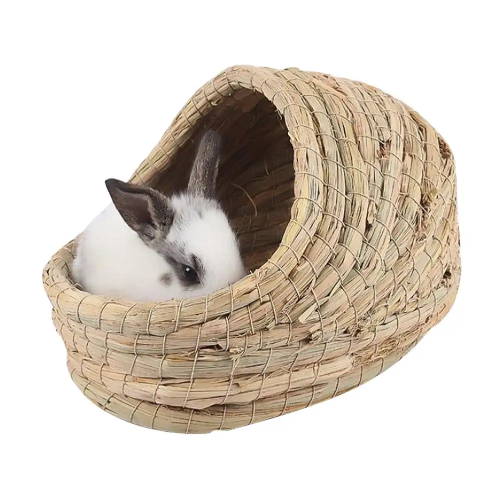 Тканое соломенное гнездо для домашних животных складное прочное хомяк играющее спальное гнездо для кроликов морская свинка домашнее гнездо товары для домашних животных - Цвет: C