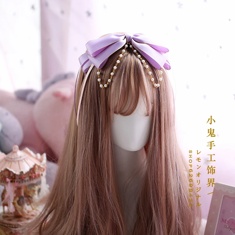 Розовый фиолетовый японский бант ручной работы шпилька милые мягкие сестра лук аксессуары для волос головной убор Лолита ручной работы шпилька