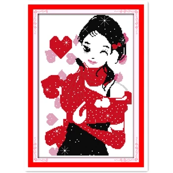

A Happy Smile joy sunday Chinese Counted Cross Stitch Pattern Needlework DIY Set DMC Cross Stitch Fabric 11CT Printed On Canvas