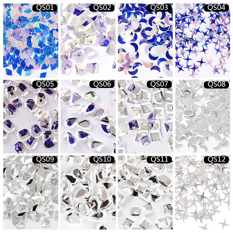 MEET через 1 коробка серебряный гвоздь блестки ноготь маникюрный-разные размеры художественные блестки Звезда Луна ромб хлопья пайетки 3D дизайн ногтей украшения