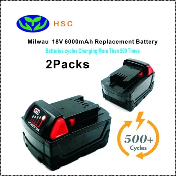 

2PCS 6.0Ah 18650 Battery Pack MIL18D Lithium Battery 18V Replacement Milwau M18 48-11-1815 M18B2 M18XC M18BX Original Battery
