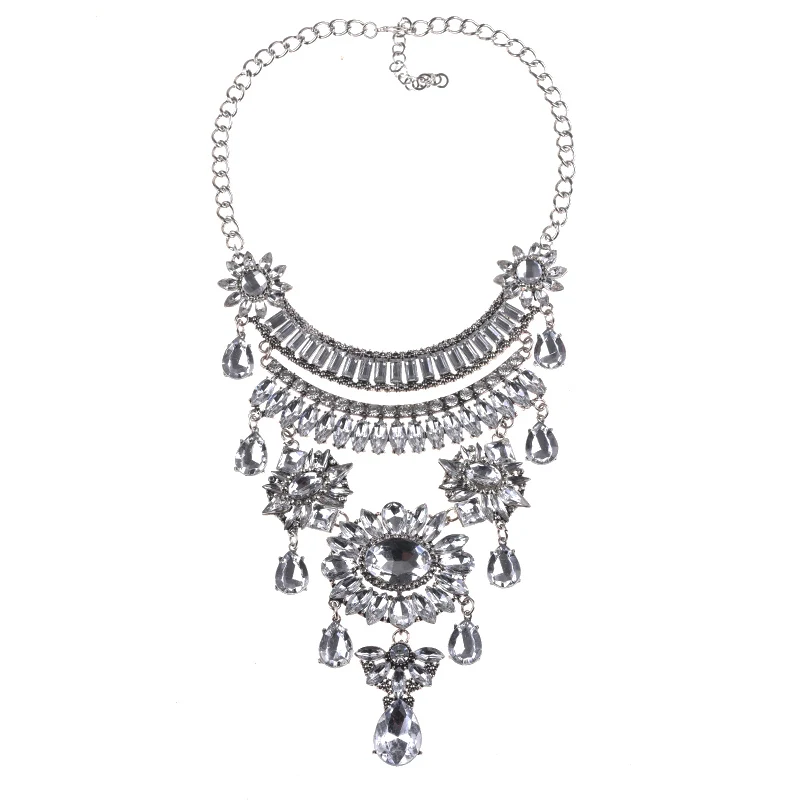 PPG& PGG, Большой Хрустальный цветок, массивное ожерелье, подвески, винтажное женское колье, нагрудное ожерелье
