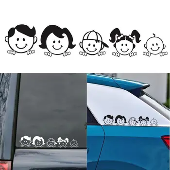 

Cute Cartoon Vinyl Car Styling Sticker Happy Family Letter Personality Durability Art Design Pattern for Windshield 5x25cm