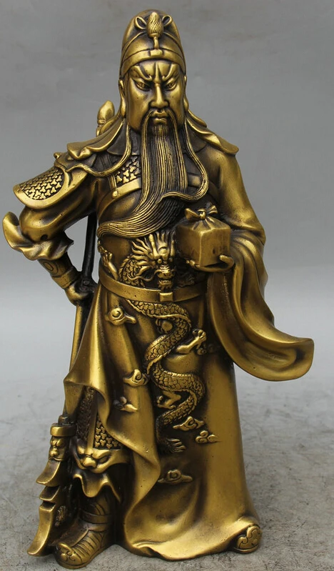 Ymying ZSR коллекционный Бронзовый S2094 12 &quotкитайская медная подставка Guan Gong Yu Warrior God