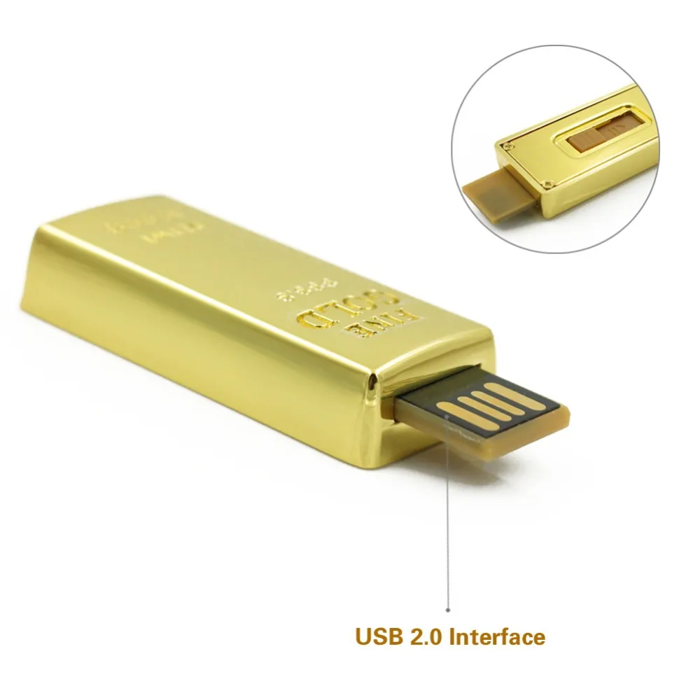 Fasion USB флэш-накопитель 8 ГБ 16 ГБ 32 ГБ водонепроницаемый накопитель супер Bullion золотая ручка приводная шина карта памяти u-диск креативный подарок