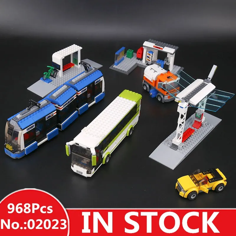 

IN STOCK 02023 968Pcs City 8404 Public Transport Station Toys LEPIN Model Building Set Bricks Kits DIY Kids Blocks Car Christmas