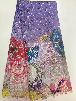 

Water Soluble Lace Fabric new design African Cord Lace Fuchsia color Cupion Guipure Lace for Party Dress 5Yards/pcs