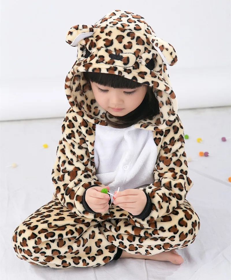 Children Cartoon Kigurumi Leopard Bear Kids Onesies Pajamas Cosplay Costume Clothing For Halloween Carnival New Year Party cosplay costumes children pajamas kigurumi pajamas