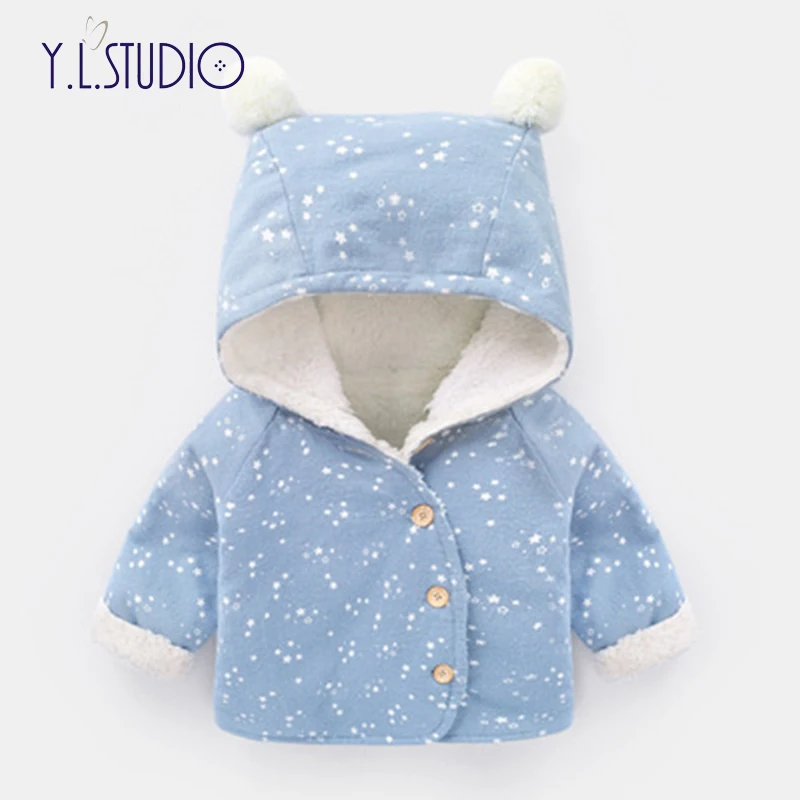Зимнее хлопковое пальто для новорожденных мальчиков куртка с капюшоном для девочек Милая теплая куртка с героями мультфильмов Новинка года, новогодний костюм в китайском стиле - Цвет: Blue